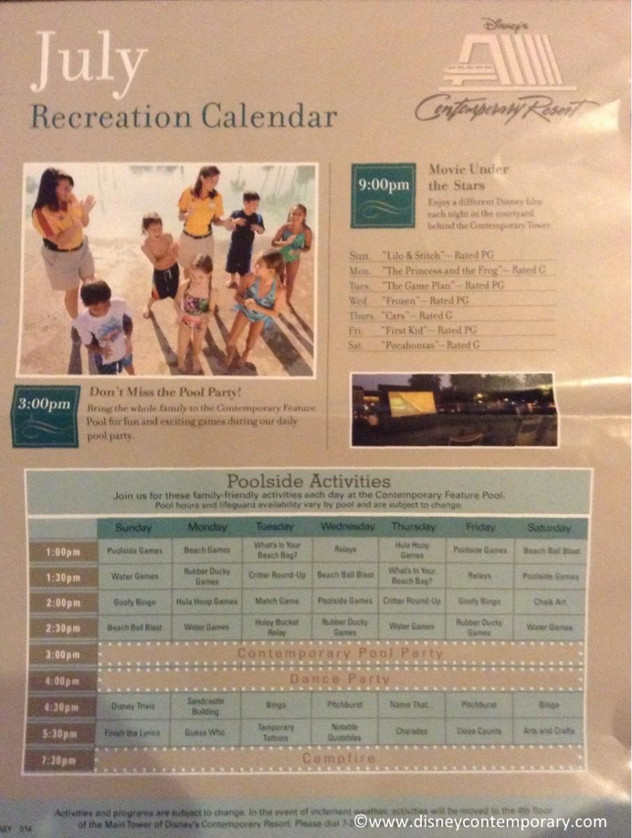 Juy 2014 Activity Sheeet